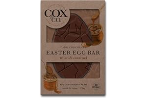 COX & CO Cox&Co - Large 140g Miso & Caramel Oat Dark Milk Chocolate Easter Egg Bar 140g - Vegan Friendly Flat Easter Egg Bar - Perfect Postal Gift