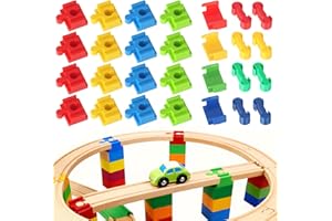 ACOMTUO Holzeisenbahn Schienen Adapter, 28 Stück Holzeisenbahn Verbinde, Eisenbahn Holz Zubehör, Schienenverbinder aus Kunststoff Spielzeug Zubehör für Kinder im Alter Von 3-7