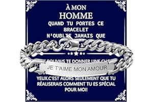 Merclix Idee Cadeau Homme Original Amour Saint Valentin Bracelet Homme Cadeau Couple pour Son Copain Mari Amoureux Noel Anniversaire