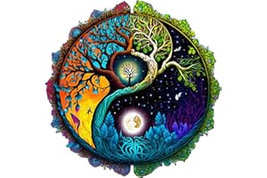 Puzzles en Bois, KAAYEE Yin Yang Puzzle, Puzzle Bois Adulte, Wooden Puzzle Impossible, Puzzle Bois avec Boîte-Cadeau en Bois (Yinyang-D, L)