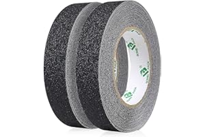 BOMEI PACK Nastro antiscivolo, 2 rotoli 25mmx10m, nero e giallo, nastro antiscivolo per gradini interni ed esterni (nero)