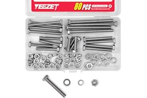 YEEZET M6 Tornillos Acero Inoxidable 304 Tornillo Cabeza Hexagonal Hexágono Externo Pernos Tornillo Hexagonal Pernos y Tuercas Arandelas