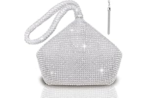 TOPALL Clutch Glitzer Damen,Silber Abendtasche,Handtasche Diamant Tasche Schultertasche Silber Elegante mit Reißverschluss, Strasssteine Clutches Brieftaschen Umhängetasche für Party Freizeit Date