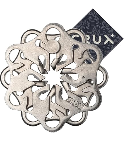 Hanayama And Crux Puzzles Cast Keyring - Level 2 Of 6 - Fairly Hard - Includes Sticker