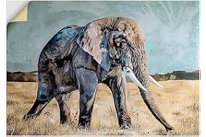 ‎ARTLAND ARTland Wandbild selbstklebende Vinylfolie 100x70 cm Wandtattoo Afrikanische Deko Tiere Elefant Afrika Savanne Safari U5BL
