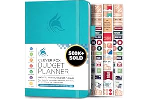Planificador de presupuesto Clever Fox - Cuaderno de seguimiento de gastos. Diario de presupuesto mensual, planificador de finanzas y libro de cuentas para tomar el control de su dinero - VerdeAzulado