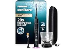 ‎PHILIPS Philips Sonicare DiamondClean Smart 9400 elektrische Zahnbürste, Schallzahnbürste mit App, Drucksensor, Bürstenkopferkennung, 4 Putzmodi und 3 Intensitätsstufen, Schwarz, Modell HX9917/89