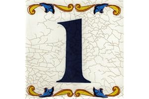 TORO DEL ORO. Números casa. Números y Letras en azulejo. Calca cerámica. Estilo craquelé. Nombres y direcciones. Diseño Craquelé 7,5 x 7,5 cms (1)