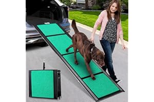 SNAGLE PAW Rampa dla psów, 170 cm, składana, z antypoślizgową powierzchnią dywanu, schody dla psów, do SUV-ów, ciężarówek i schodów na zewnątrz, przenośna i trwała, dla dużych psów do 110 kg