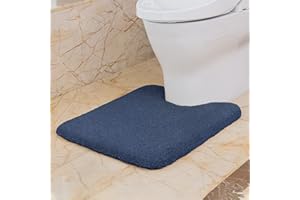 VANZAVANZU Alfombra de Baño para Inodoro Antideslizante Alfombrilla de Baño Inodoro Espesa Absorbente Alfombra de Ducha Ultra Suave Alfombra de Contorno Mullido Microfibra - 50 x 60cm (Azul Marino)
