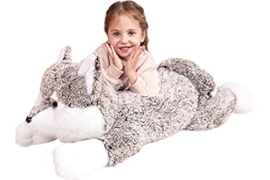 IKASA Peluche Loup Géant Animal Jouet,78cm Grand Gros Mignon Moelleux Animaux XXL XL Peluche Géante Douce Grosse Adorable,Cadeaux pour Les Enfants