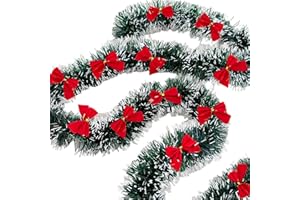 Calkkrer 3 Piezas 2m Guirnalda de Navidad de Lameta Artificial Guirnalda Navideña Metálica Brillante Decoración para Chimenea Barandilla de Escaleras Decoración Interior