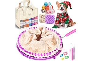 MIAOKE Weaving Loom Kit, Knit Hat Scarf Knitting Loom Kit, Includes Storage Bag, Binding Needles, Yarn and Crochet Hooks, Perfect for Making Scarves, Hats, DIY Craft Kit for Beginners