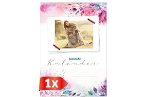 PRIMUS-PRINT.DE PRIMUS PRINT 1 calendario fotografico neutro anno da personalizzare – calendario fai da te – incollare foto – A4 – regalo personale – sfondo floreale acquerello (motivo floreale set da 1)
