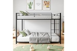 Moimhear Lettino in ferro, 140 x 200 cm, lettini a castello, letti in ferro, letti a castello di forma classica (nero, 140 x 200 cm), WX000125-6