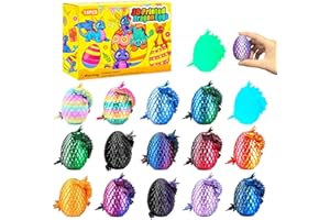 WSNDYJIA 16PCS 3D Printed Dragon Eggs with Dragon Inside Set - Articulated Crystal Mini Fidget Animals Kit, Cool & Fun Gift, Home & Office Decor - Upgraded Multicolor Complete Collectible for Fantasy Fans