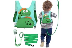 Dr.meter Mochila Correa Niños Antiperdida, 3 en 1 Arnés Infantil con 1.2M 360° Pulsera Niños Antiperdida con Llave de Seguridad Mochila Dinosaurio para Niños de 1 a 5 Años