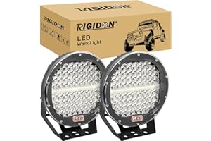 RIGIDON 2 Pcs rampe de phare led, Noir 9 pouces 294W 12V 24V lampe, spotlight pour offroad Véhicule Voiture camions SUV ATV 4x4 bateau,6000k blanc led headlight, projecteur, feu antibrouillard