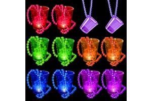 Joycabin Lot de 10 verres à liqueur LED avec chaîne, gobelets lumineux à porter autour du cou, verres à liqueur LED, gobelets JGA pour carnaval, bachelorette, fête, décoration de mariée