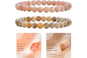 Bivei 3‑Pièces bracelet pierre naturelle femme bracelet perles extensible fait main lithothérapie yoga méditation protection