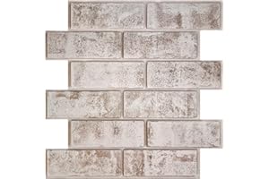 COMSTICKC Panel Autoadhesivo Pared 3D, Autoadhesivo PVC Paneles Para Pared Decorativo, Panel de Pared de Ladrillo Falso, 30 x 30 cm, 10 Piezas