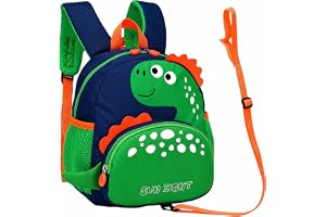 SUN EIGHT Toddler Backpack Dinosaur Preschool Bag for Boys Girls with Anti-Lost Leash, Cute Cartoon Kids Backpack for 2-6 Years Old, Lightweight Children’s Daycare School Bag SE22065
