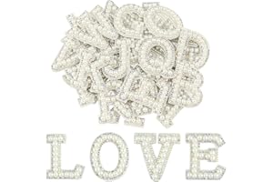 Morcheiong 26 toppe autoadesive con perle e strass, lettere dalla A alla Z, per vestiti, tessuti, zaini (multicolore)