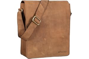 STILORD 'Lars' Borsa uomo in pelle a tracolla Messenger A4 piccola verticale Borsello vintage A4 grande per Tablet da 13,3 pollici per Università Ufficio Lavoro, Colore:dijon - marrone
