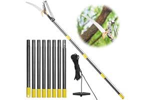 FASTDEPLE Sega da potatura telescopica con lunghezza regolabile, 3,7 m, asta manuale ad alta portabilità, sega telescopica con lama in acciaio affilata, set di attrezzi da giardino per rami alti, rami spessi