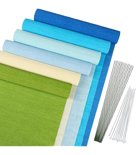 TIPTOP OFFICE Lot De 10 Rouleaux Papier Crépon Vert Clair - 200x50 Cm - Décorations Fête Et Artisanat