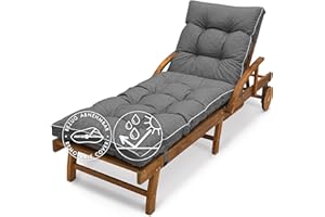 Spatium Cojín para Tumbona de Jardín, 100% Desenfundable, Impermeable, Resistente a Los Rayos UV, Acolchado Impermeable Patentado, 11 Colores (200x60cm, Antracita)