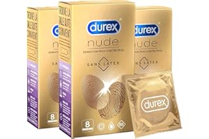 Durex Préservatifs Nude Sans Latex - Sensation Peau contre Peau (24 Préservatifs Nude sans latex) (24 Préservatifs)