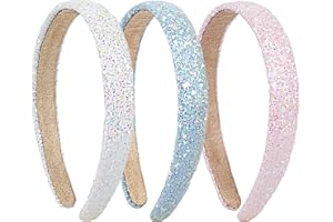 FHINTORY Cerchietto per capelli con brillantini, 3 per bambini, da donna, largo