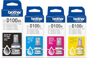 Brother Genuine Ultra High Yield Ink Bottle Pack (BTD60BK/BT5000C/M/Y) for Ink Tank Printers HL-T4000DW / DCP-T220/T310/T420W/T500W/T510W/T520W/T710W/T720DW/T820DW/T810W / MFC-T910DW/T920DW/T4500DW