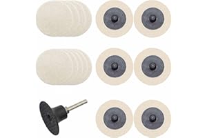 Merryland Disque À Polir En Laine 50mm Meuleuse À Rectifier, 50 mm Disque De Polissage En Laine 15 Pièces Avec Tige De 6,35mm, Rondelles En Feutre Roues de Tampons de Polissage Métal Acier, DGTAB17C1