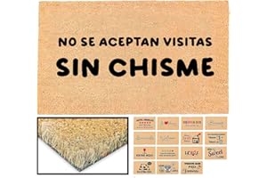 LUCA HOME - Felpudo Entrada casa Original y Divertido de Coco Natural - Felpudo Visitas Sin Chisme 33x60 - Ideal para Puertas de Exteriores Cubiertas, pasillos y entradas de hogares