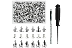 ZENFONY 150pcs Cone Spike Studs, 7mm Metal Cone Spikes Rivet, Punk Rock Screw Back Studs, Punk Rivets STU-ds for Leather Jacket DIY Crafts and Arts Bags Shoes Clothes Decorations