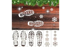 iKesoce 6 Pz Natale Stencil di Pittura Stencil di Natale Stencil da Disegno in Plastica Stencil di Fiocco di Neve e Impronte, DIY Pittura Template per Le Decorazioni Natalizie