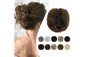 Elailite Posticci per Chignon Capelli con Clip Pinza Chignon Finto Elastico Donna Hair Bun # Marrone Medio/Biondo Sabbia