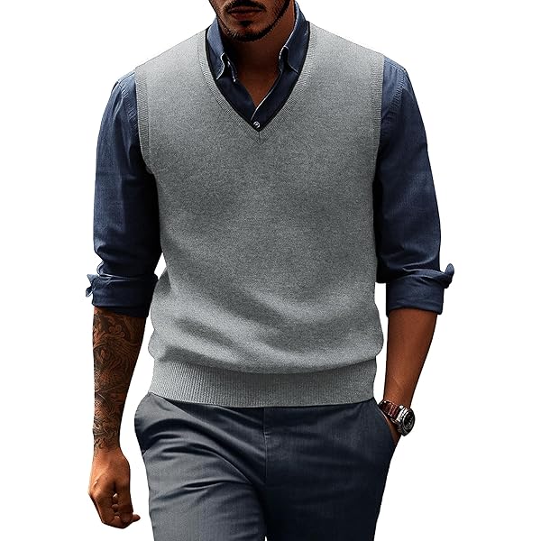 Tricoter Un Gilet Sans Manche Pull Sans Manche Homme Col V Gilet Homme Sans Manches - Col V En Coton ( Décontracté/business) Gilet Chaud Homme Gilet Sans Manches Homme