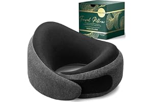 Proglobe Luxe Minnesskum resekudde för flygplan, ergonomiskt 360° stöd med mjukt hakstöd, organiskt bomullsöverdrag, kompakt