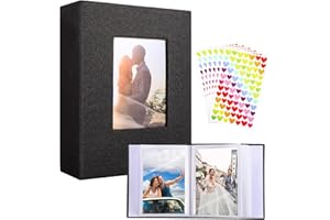 FYGUARD Einsteckalbum 10x15, Fotoalbum für 100 Fotos Zum Einstecken, Photo Album für Familienfotos (Schwarz/Leinen Cover)