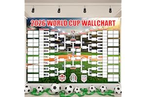 QYLAZUNE World Cup Football 2026 48-Team Tournament Backdrop Stadium Edition Wallchart World Cup Interactive Tournament Wallchart 180x110cm Bedroom And Living Room Display Crazy Soccer Fan Great Gifts