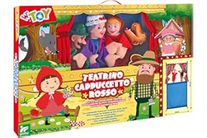 W'TOY Cappuccetto Rosso Teatrino con 4 Marionette di Stoffa, Multicolore, 40743