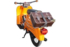 MADE4BIKERS Große Leder Hecktasche Gepäckträger Tasche Packtasche Braun für Simson Schwalbe Sperber Star Spatz KR50 KR51 SR4 Koffer Seitengepäckträger für S50 S51 S70