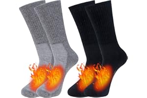 Chalier Cozy 2Paia Calze Merino Uomo, Calzini in Lana Termiche e Lunghe Ideali per Escursioni, Trekking e Campeggio L(43-46) Nero