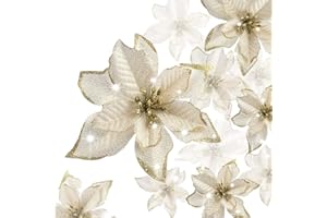 UFLF 18 Pz Fiori di Natale Poinsettia Fiori Artificiali Natale Addobbi per Albero di Natale Ornamenti per Decorazione Natale Capodanno Matrimonio