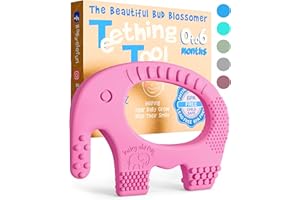 BABY ELEFUN Baby Girl Teething Toys - BPA Free Silicone Toy - Cute, Easy to Hold, Soft and Highly Effective Elephant Teether - Unique Teethers Best for 0-6 6-12 Months Girl Christmas Gifts Stocking Fillers