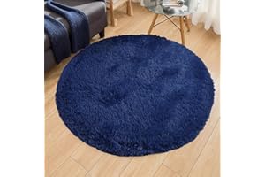 lekeplus Rugs Round Soft Shaggy Non-shedding Non-slip Rugs Modern Indoor Outdoor Fluffy, For Living Room, Bedroom, Children's Room Round Carpet (Dark blue, 180x180cm)
