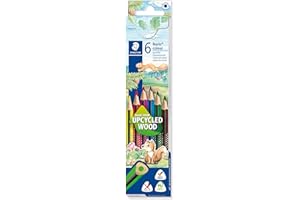 STAEDTLER - Noris Colour 187 - Crayons De Couleur Pour Dessin Et Coloriage - Forme Triangulaire Ergonomique - Bois upcyclé - Assortiment de 6 Couleurs Brillantes - 187 C6